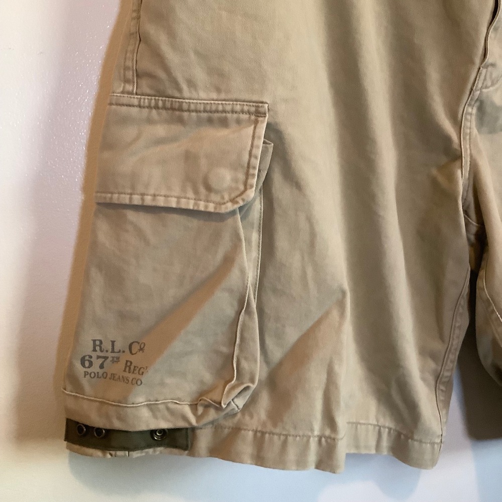 Polo Jeans Co Ralph Lauren Mens 42 Khaki Cargo Shorts 67th Reg Military Trousers - Picture 6 of 16
